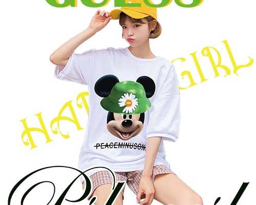 人物字母 GUESS米奇印花图案服装裁片T恤卫衣烫图印花花型素材