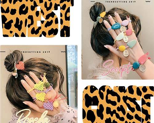 豹纹字母人物印花服装裁片T恤卫衣烫图印花花型素材