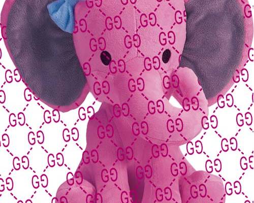 大象玩偶潮牌花纹印花图案服装裁片T恤卫衣烫图印花花型素材