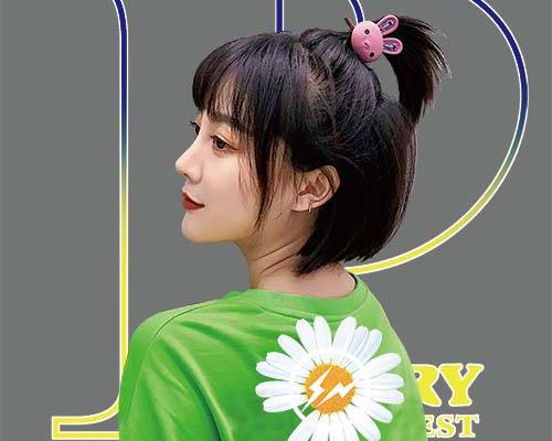 美女人物字母植物小皱菊印花图案服装裁片T恤卫衣烫图印花花型素材