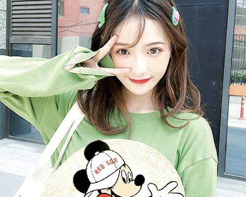 美女人物字母米奇印花图案服装裁片T恤卫衣烫图印花花型素材