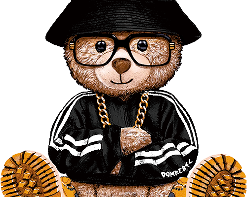 卡通潮牌熊印花图案服装裁片T恤卫衣烫图印花花型素材