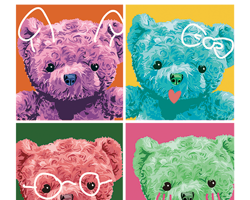 卡通潮牌熊字母印花服装裁片T恤卫衣烫图印花花型素材