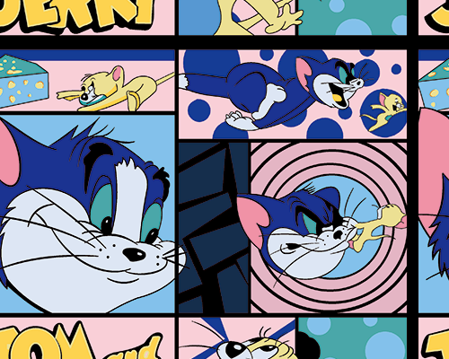 迪士尼汤姆杰瑞字母印花服装裁片T恤卫衣烫图印花花型素材