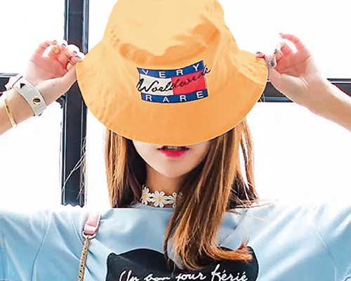 美女人物帽子字母印花图案服装裁片T恤卫衣烫图印花花型素材