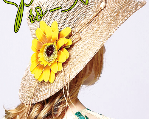 美女人物背影草帽字母印花图案服装裁片T恤卫衣烫图印花花型素材