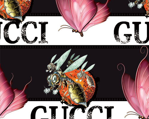 潮牌GUCCI蜜蜂蝴蝶印花图案服装纺织数码印花花型素材