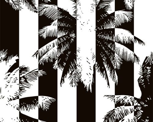 黑白条子树叶印花图案服装纺织数码印花花型素材