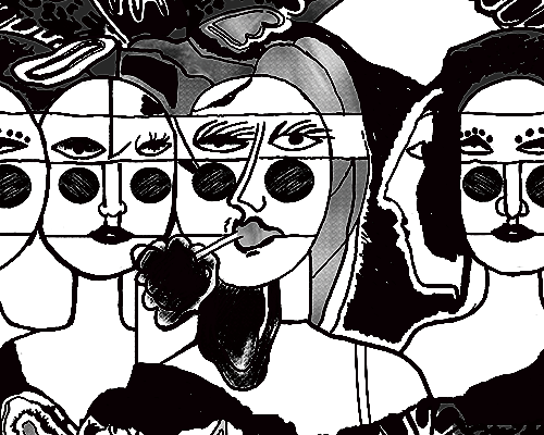 黑白人物印花图案服装纺织数码印花花型素材