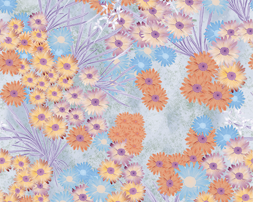 植物小皱菊花朵印花图案服装纺织数码印花花型素材