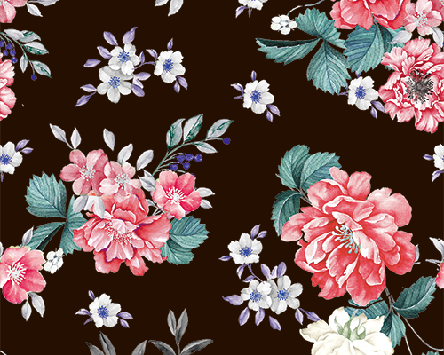 植物牡丹花朵小碎花印花图案服装纺织数码印花花型素材
