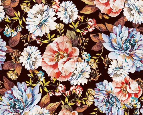 植物牡丹大花朵印花图案服装纺织数码印花花型素材