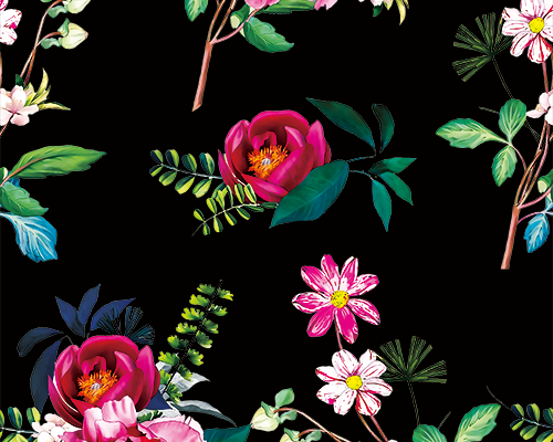 植物花朵拼接印花图案服装纺织数码印花花型素材