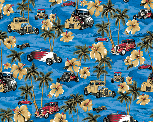 复古花型植物车子印花图案服装纺织数码印花花型素材