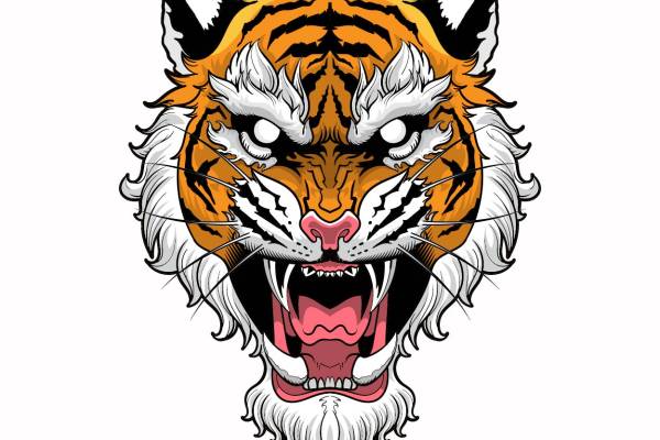 动物老虎头像印花图案服装裁片T恤卫衣烫图印花花型素材