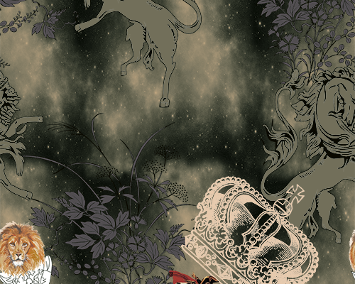 复古花纹马匹皇冠狮子印花图案服装纺织数码印花花型素材