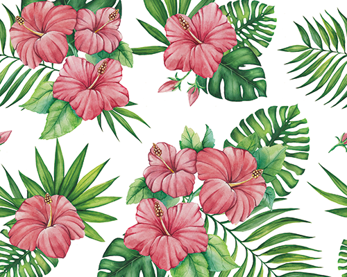 绿色植物叶子花朵印花图案服装纺织数码印花花型 素材