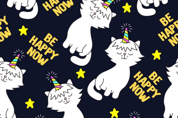 字母图案猫咪印花服装纺织数码印花花型素材