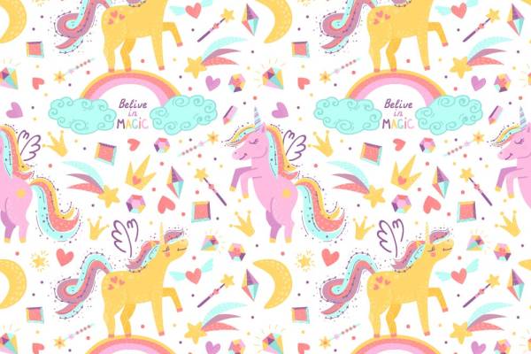 几何图案独角兽字母印花服装纺织数码印花花型素材