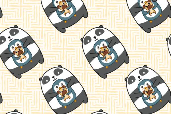 卡通熊猫企业小狗几何花纹印花图案服装纺织数码印花花型素材