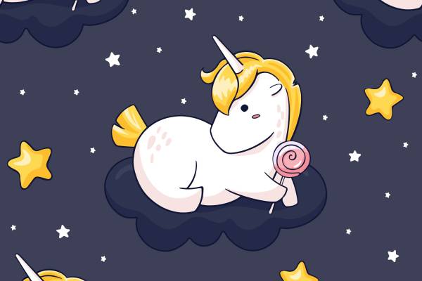 卡通独角兽星星印花图案服装纺织数码印花花型素材