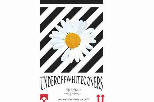 黑色线条字母OFF-WHITE小皱菊潮牌印花图案服装裁片T恤卫衣烫图印花花型素材