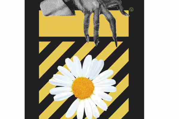 手掌黄色条子植物小皱菊潮牌印花图案服装裁片T恤卫衣烫图印花花型素材