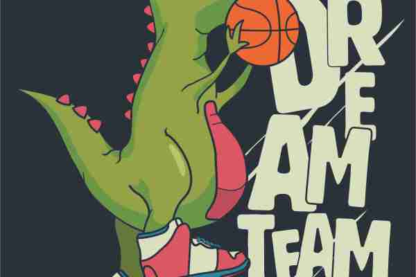 潮牌恐龙篮球字母印花图案服装裁片T恤卫衣烫图印花花型素材