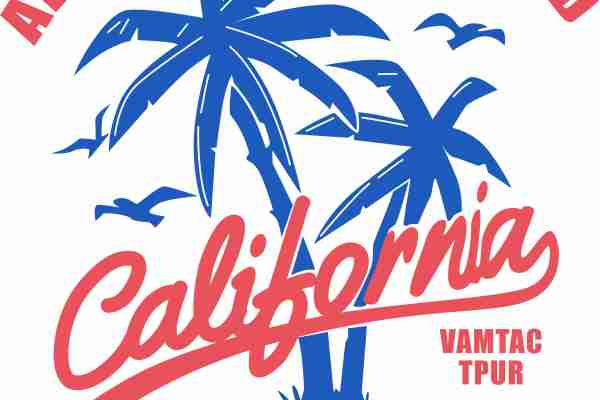 潮牌椰子树字母印花图案服装裁片T恤卫衣烫图印花花型素材