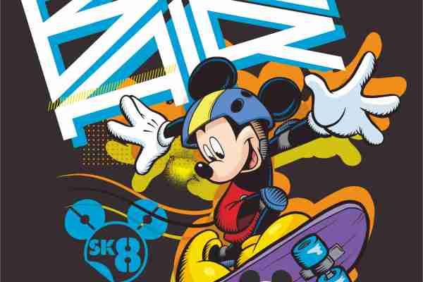 迪士尼米奇字母潮牌印花服装裁片T恤卫衣烫图印花花型素材