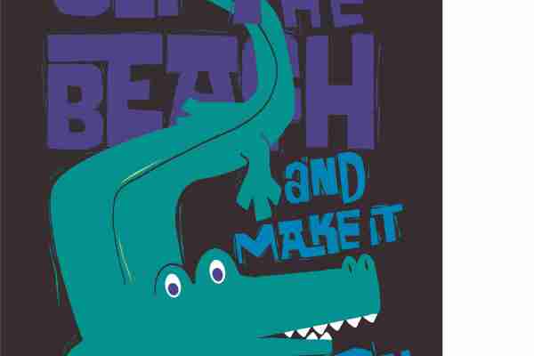 卡通鳄鱼字母潮牌印花图案服装裁片T恤卫衣烫图印花花型素材