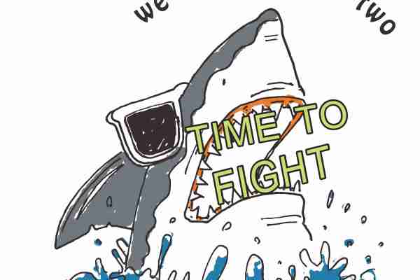 卡通鲨鱼字母潮牌印花图案服装裁片T恤卫衣烫图印花花型素材