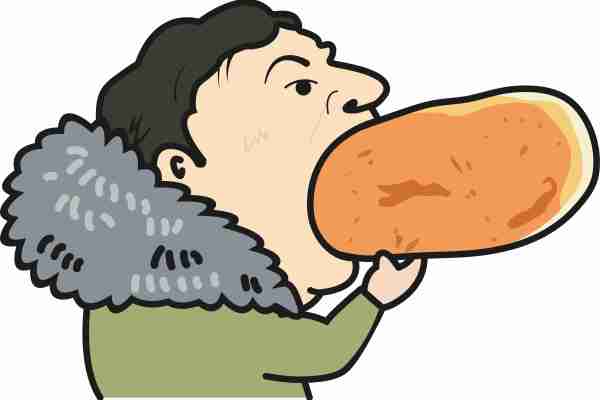 卡通人物吃热狗印花图案服装裁片T恤卫衣烫图印花花型素材