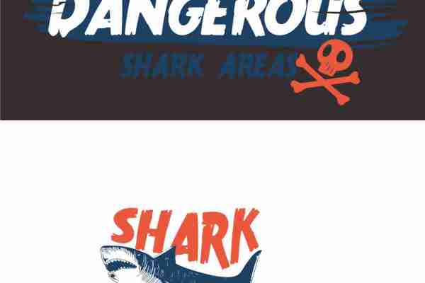 字母图案鲨鱼骷髅头印花服装裁片T恤卫衣烫图印花花型素材