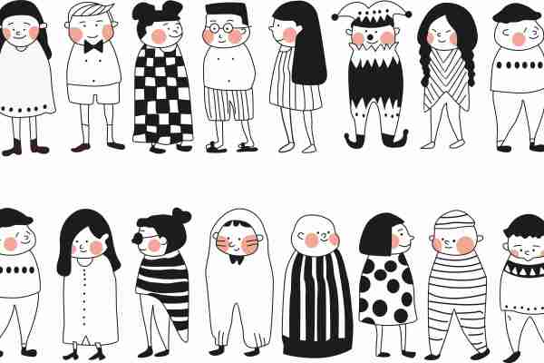 卡通小人印花图案服装裁片T恤卫衣烫图印花花型素材