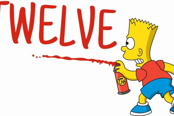 卡通动漫辛普森字母TWELVE潮牌印花图案服装裁片T恤卫衣烫图印花花型素材