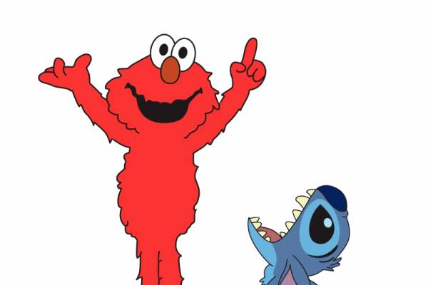 卡通芝麻街跟史迪仔印花图案服装裁片T恤卫衣烫图印花花型素材