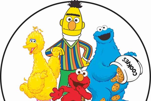 卡通芝麻街字母潮牌印花图案服装裁片T恤卫衣烫图印花花型素材