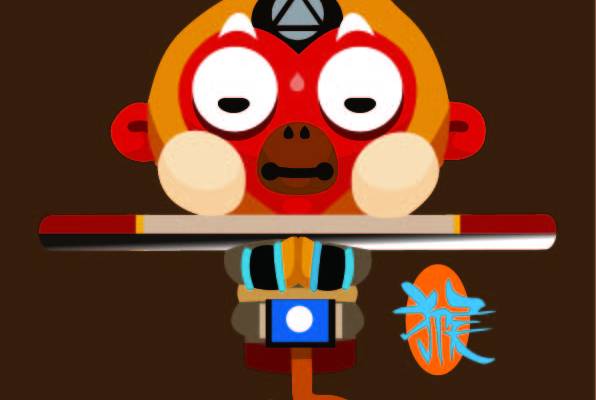 卡通猴子印花图案服装裁片T恤卫衣烫图印花花型素材