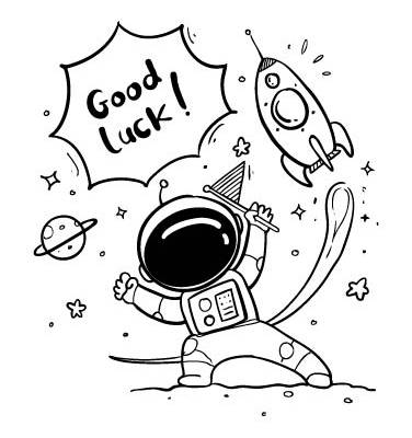 卡通宇航员印花图案服装裁片T恤卫衣烫图印花花型素材