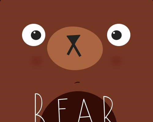 卡通动物小熊印花图案服装裁片T恤卫衣烫图印花花型素材