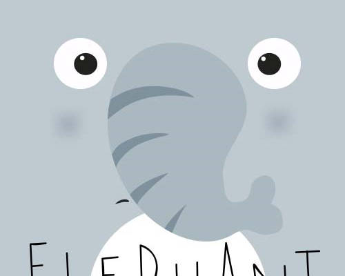 卡通动物大象印花图案服装裁片T恤卫衣烫图印花花型素材