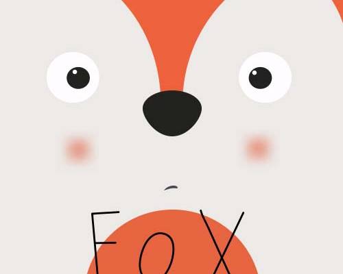 卡通动物小狐狸印花图案服装裁片T恤卫衣烫图印花花型素材