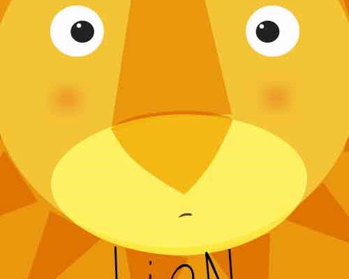 卡通动物小狮子印花图案服装裁片T恤卫衣烫图印花花型素材