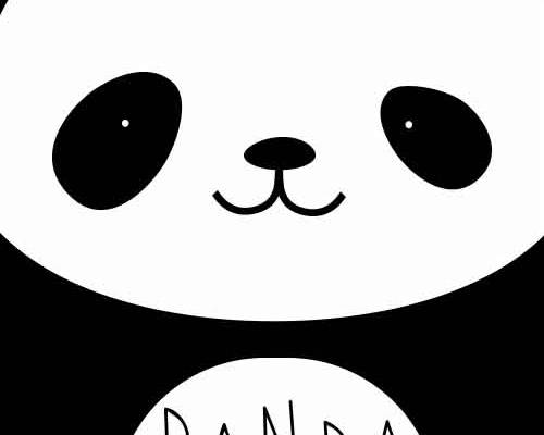 卡通动物熊猫印花图案服装裁片T恤卫衣烫图印花花型素材