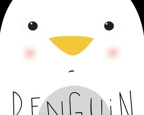 卡通动物企鹅印花图案服装裁片T恤卫衣烫图印花花型素材