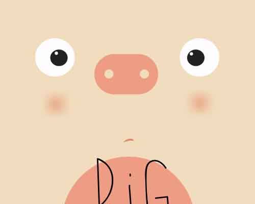 卡通动物小猪印花图案服装裁片T恤卫衣烫图印花花型素材