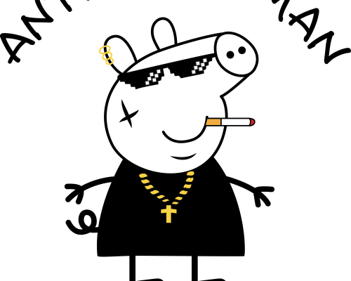 卡通动漫爆款小猪佩奇字母潮牌印花图案服装裁片T恤卫衣烫图印花花型素材