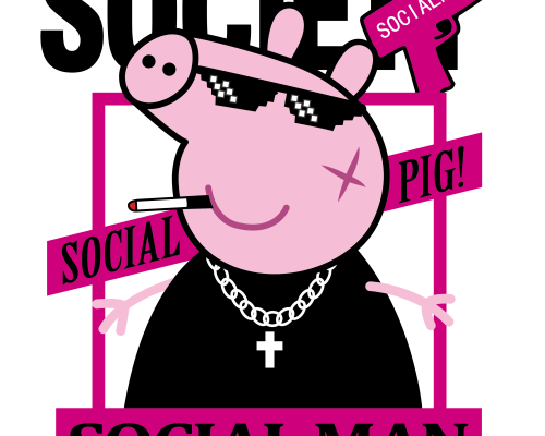 卡通动漫爆款小猪佩奇字母潮牌印花图案服装裁片T恤卫衣烫图印花花型素材