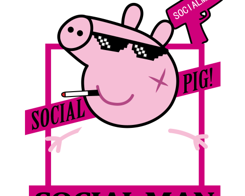 卡通动漫爆款小猪佩奇字母潮牌印花图案服装裁片T恤卫衣烫图印花花型素材